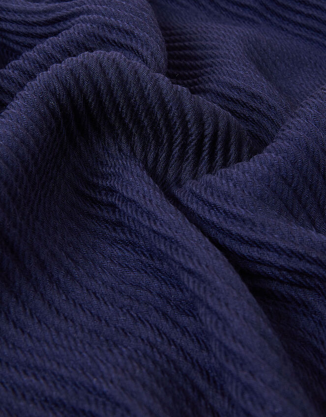 Lightweight Pleat Scarf, Blue (NAVY), large