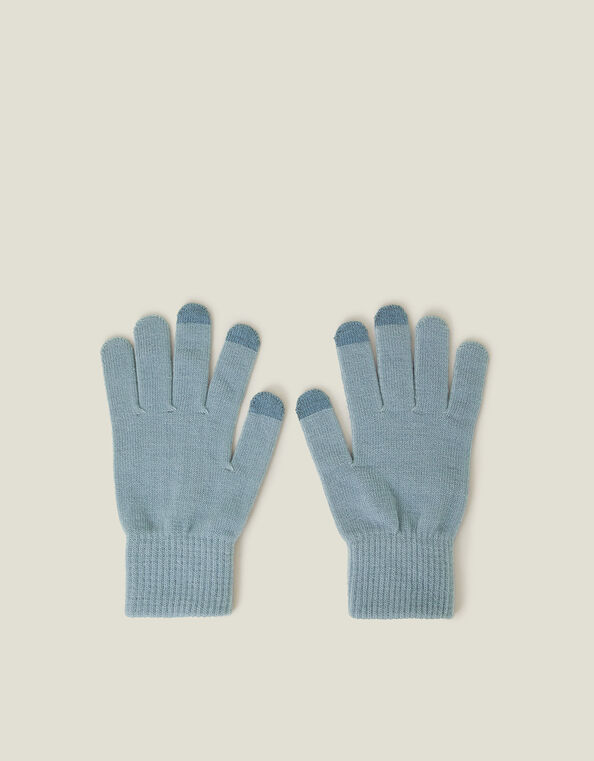 Touchscreen Long Cuff Knit Gloves, Blue (BLUE), large