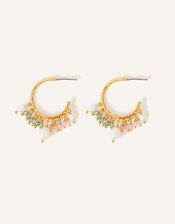 14ct Gold-Plated Beaded Hoop Earrings, , large