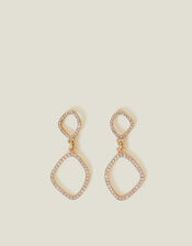 Pave Oval Short Drop Earrings, Gold (GOLD), large