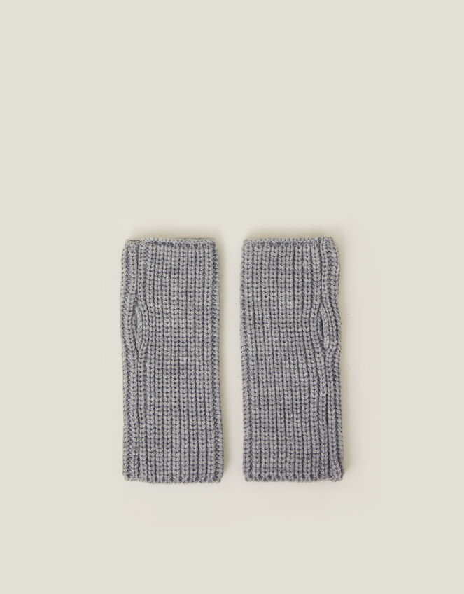 Ribbed Cut Off Gloves, Grey (GREY), large