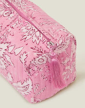 Large Floral Quilted Make Up Bag, Pink (PINK), large