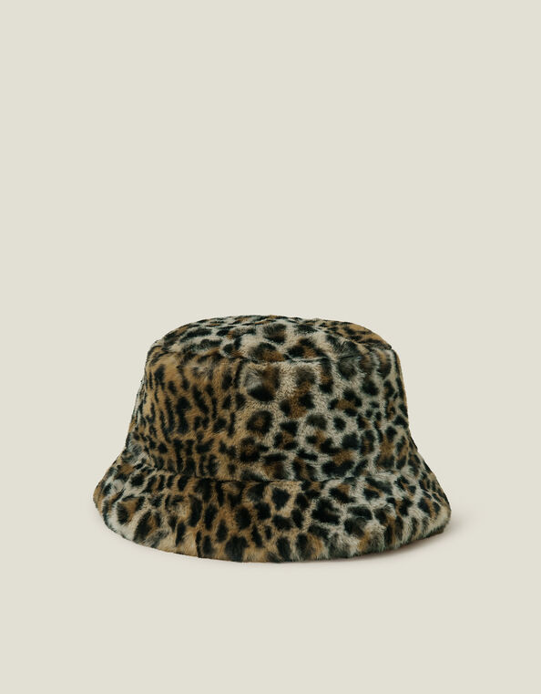 Faux Fur Bucket Hat, Leopard (LEOPARD), large