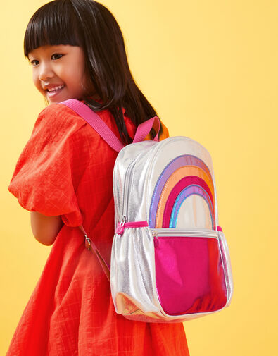 Girls Metallic Rainbow Backpack, BRIGHTS MULTI, large