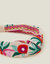 Floral Embroidered Headband, , large