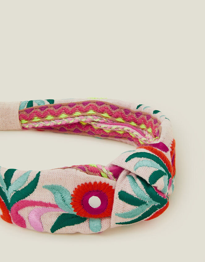 Floral Embroidered Headband, , large