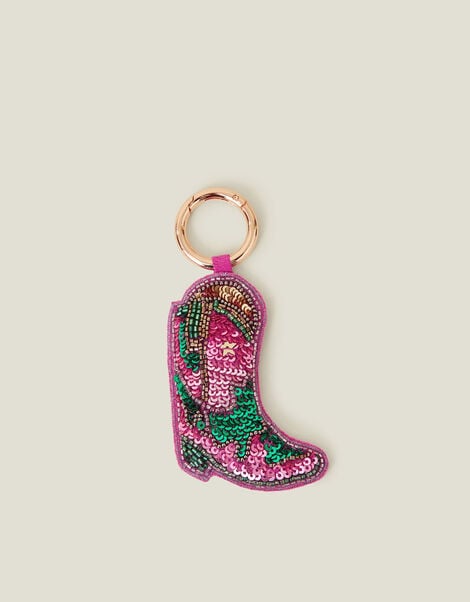 Sequin Cowboy Boot Bag Charm, , large