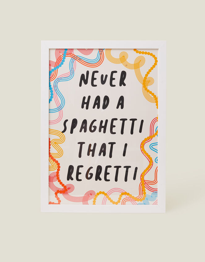 Pink Giraffe Spaghetti Slogan Framed A3 Art Print, , large