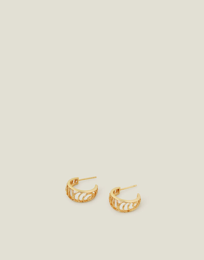 14ct Gold-Plated Cut Out Hoop Earrings, , large