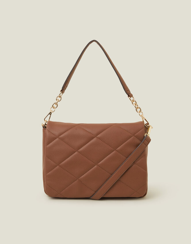 Large Quilted Cross-Body Bag, Tan (TAN), large