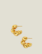 14ct Gold-Plated Croissant Hoops, , large