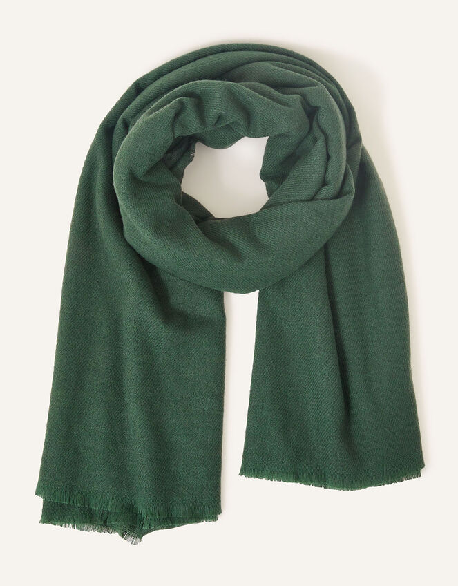 Plain Blanket Scarf Green, , large