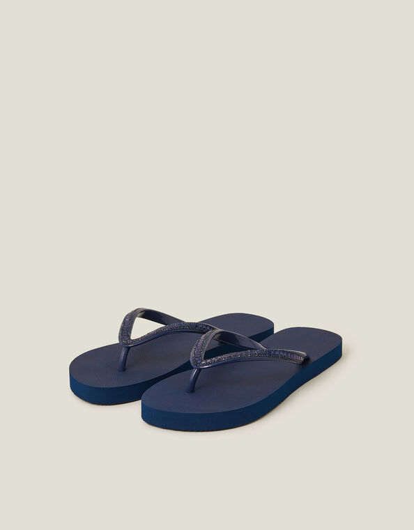 Gemstone Flip Flops, Blue (NAVY), large