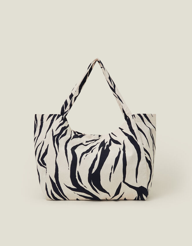 Large Zebra Print Canvas Shopper, , large