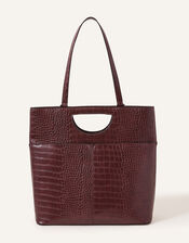 Faux Croc Large Grab Bag, Red (BURGUNDY), large