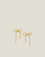 14ct Gold-Plated Snake Chain Bow Stud Earrings, , large