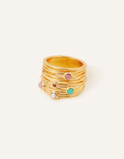 14ct Gold-Plated Stone Layered Ring, Multi (BRIGHTS MULTI), large