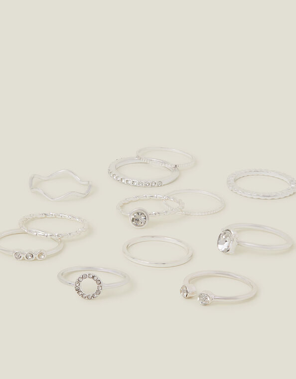Crystal Rings 12 Pack, Silver (SILVER), large