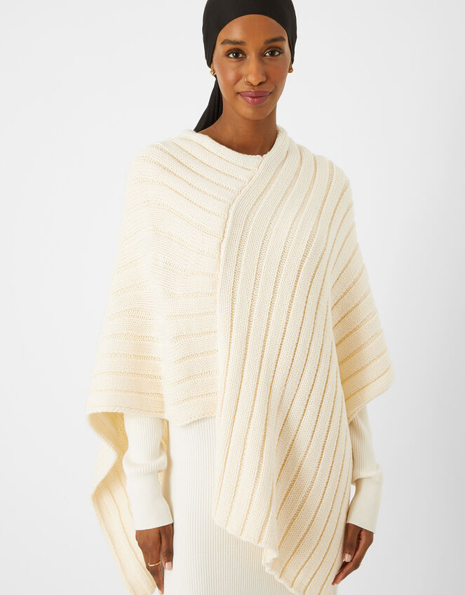 ontploffing professioneel Schots Rib Knit Poncho Cream | Blanket scarves | Accessorize Global