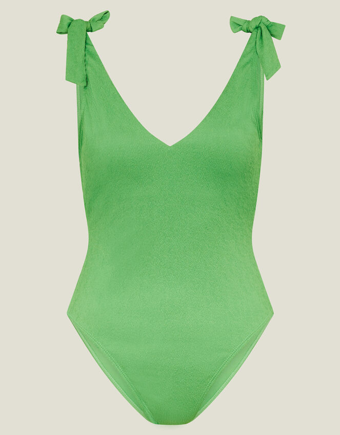 Textured Tie Strap Swimsuit, Green (GREEN), large