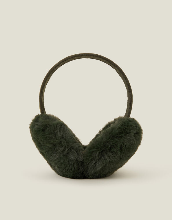 Faux Fur Earmuffs, Green (GREEN), large