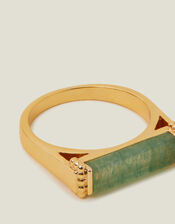 14ct Gold-Plated Aventurine Stone Ring, Green (GREEN), large