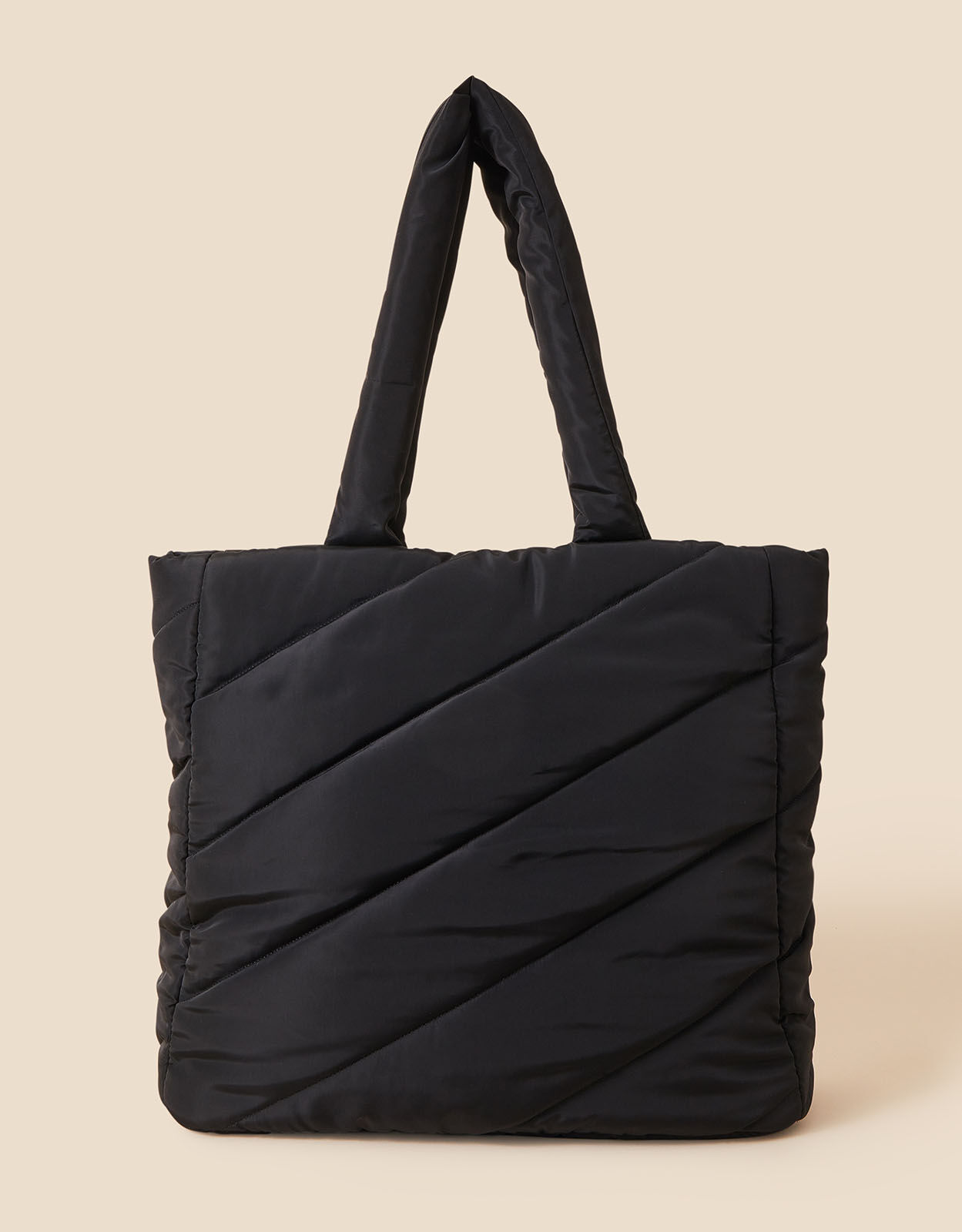 Quilted Shopper Bag in Recycled Nylon Black