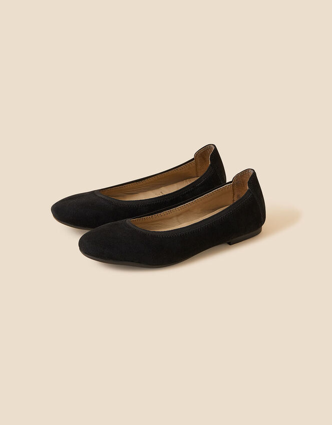 Suede Ballet Pumps, Black (BLACK), large