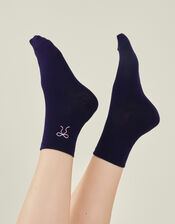 Embroidered Bow Socks, , large