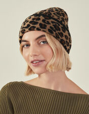 Leopard Print Beanie, , large