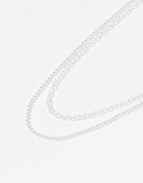 Sterling Silver Double-Layered Chain Necklace | Sterling silver