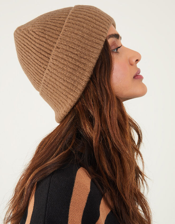 Soho Knit Beanie Hat, Camel (CAMEL), large