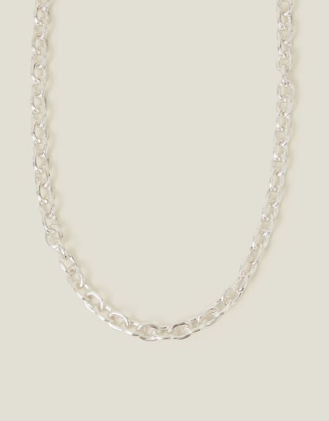 Sterling Silver-Plated Chunky Chain Necklace, , large