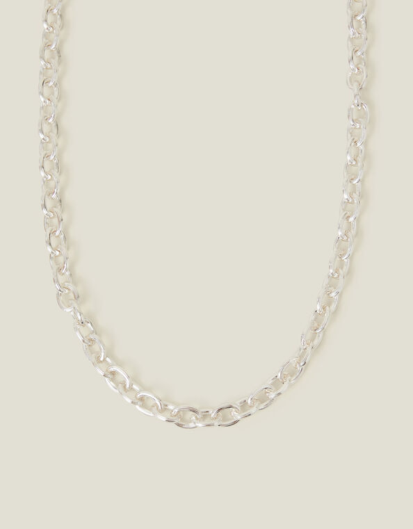 Sterling Silver-Plated Chunky Chain Necklace, , large