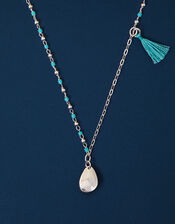 Sterling Silver-Plated Beaded Pendant Necklace, , large