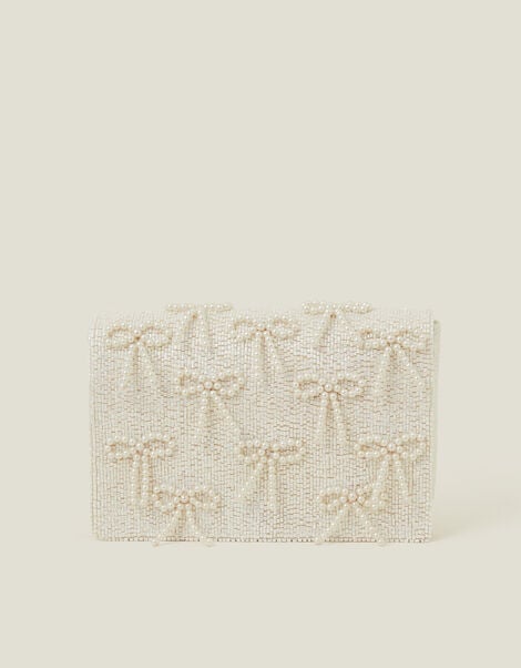 Bridal Pearl Bow Clutch Bag, , large