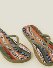 Feather Print Flip Flops, Multi (BRIGHTS MULTI), large