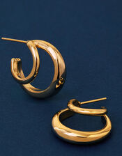 14ct Gold-Plated Double Hoops, , large