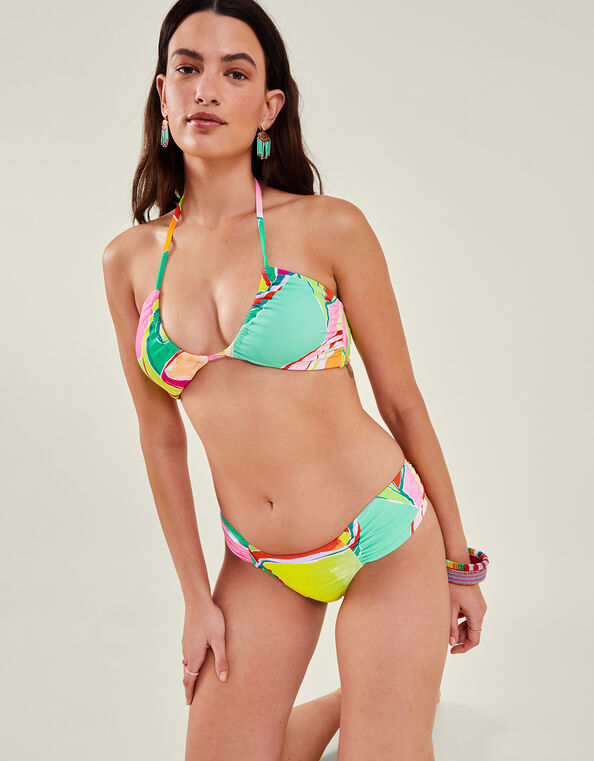 Abstract Print Clear Straps Bikini Top