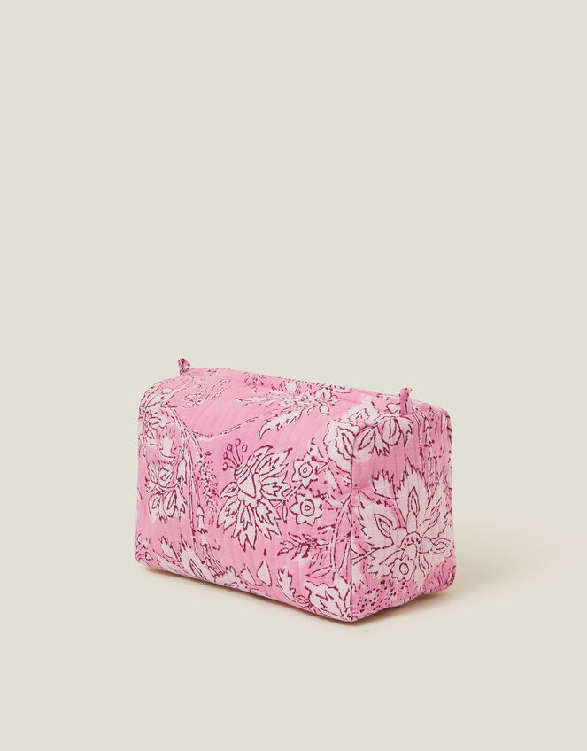 Large Floral Quilted Make Up Bag, Pink (PINK), large