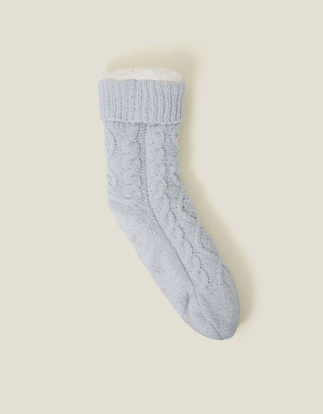 Cable Knit Slipper Socks, Grey (GREY), large