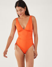 Ruched Side Shaping Swimsuit, Orange (ORANGE), large