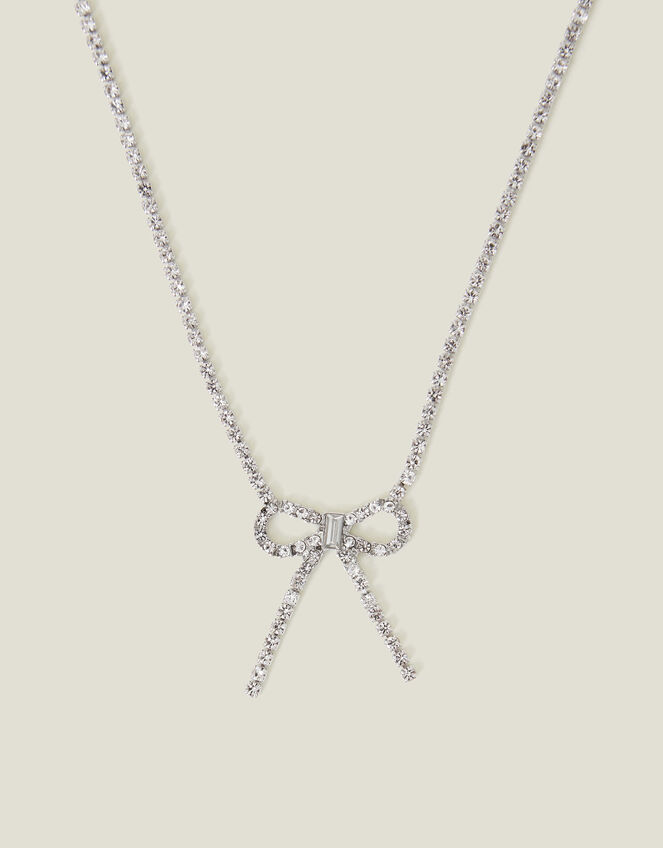 Diamante Bow Necklace, , large