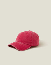 Washed Denim Baseball Cap, Red (RED), large