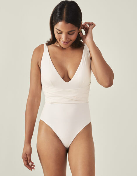 Wrap Front Swimsuit, Ivory (IVORY), large