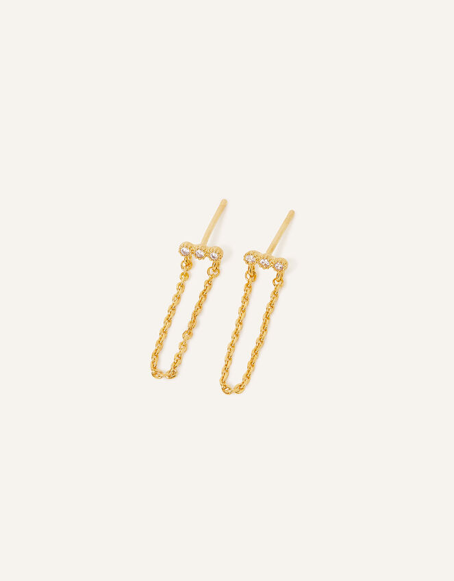14ct Gold-Plated Triple Sparkle Chain Earrings | Z for Accessorize ...