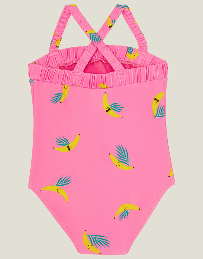 Girls Banana Print Swimsuit, Pink (PINK), large