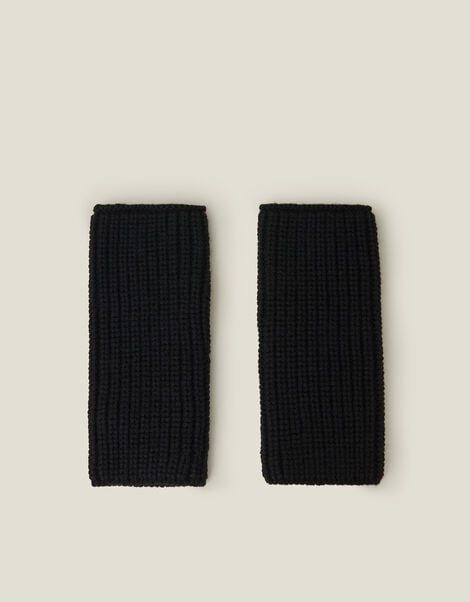 Ribbed Cut Off Gloves, Black (BLACK), large