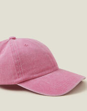 Washed Denim Baseball Cap, Pink (PINK), large