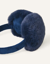 Faux Fur Earmuffs, Blue (NAVY), large